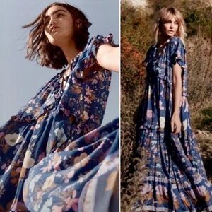 Spell Wild Bloom Gown, Navy, XS, GUC!